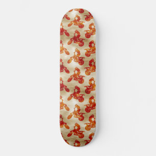 Motocross Love Motorcycle Pattern Biker Orange Skateboard