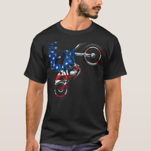 Motocross Lover Vintage American Flag Dirt Bike T-Shirt