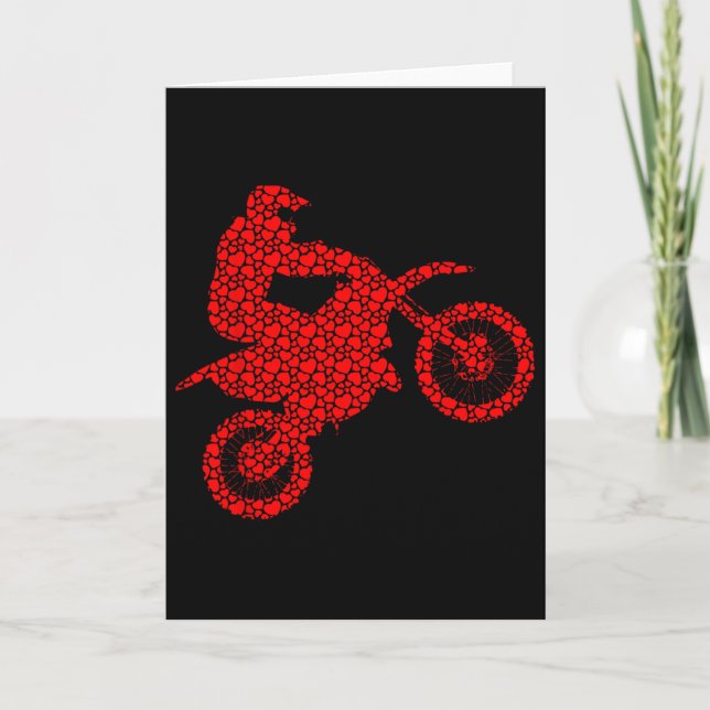 Motocross Lovers Valentine Hearts Love Dirt Bike S Card (Front)