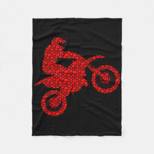 Motocross Lovers Valentine Hearts Love Dirt Bike S Fleece Blanket