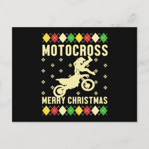 Motocross Merry Christmas Ugly Xmas Motorcycle Gif Postcard