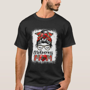 Motocross Mum Game Day Messy Bun Leopard Mother's T-Shirt