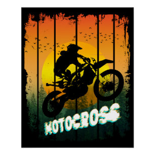 Motocross nature riding motorcycle sports rider poster