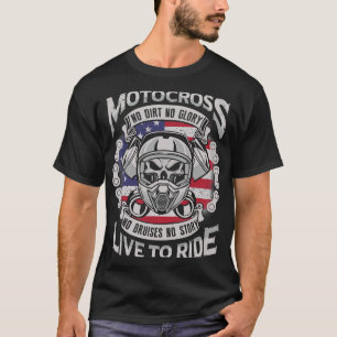 Motocross No Dirt No Glory Patriotic USA Dirt Bike T-Shirt