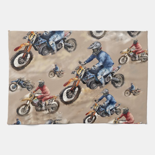 Motocross off-road art  tea towel (Horizontal)