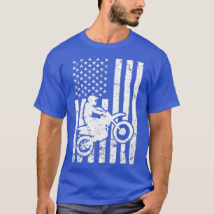 Motocross On American Flag Dirt Bike Cool Tee