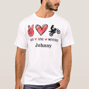 MOTOCROSS Peace Love Personalised T-Shirt