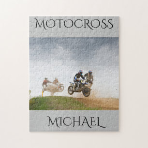 Motocross puzzle with personalised name.