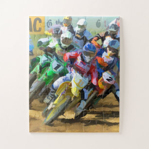 Motocross Race Graphic Art Jigsaw Puzzle