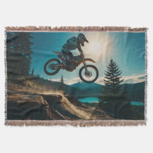Motocross Racer at Spirit Lake Throw Blanket