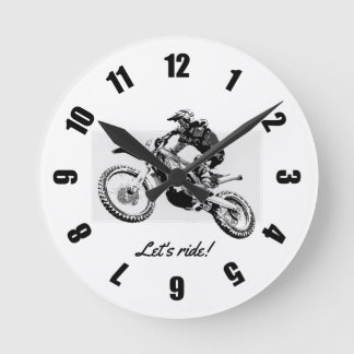 Motocross Racer Design Round Clock