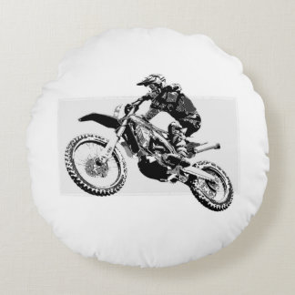Motocross Racer Design Round Cushion