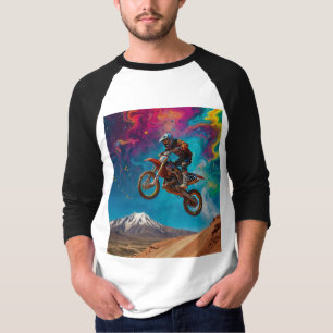 Motocross Racer on Mountain Slope T-Shirt