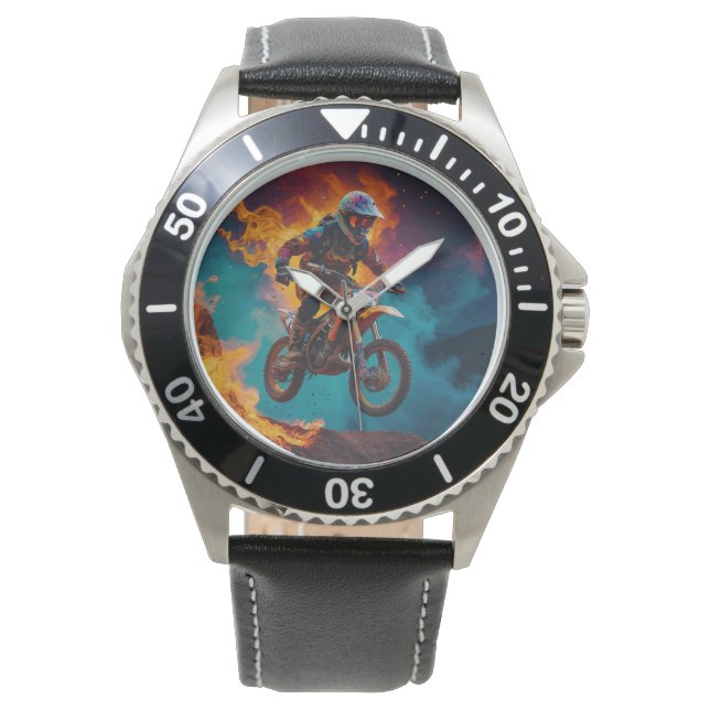 Motocross Racer & Volcanic Eruption Watch (Front)