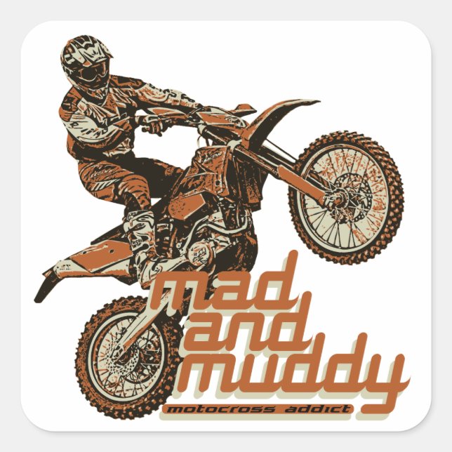 Motocross racers square sticker (Front)
