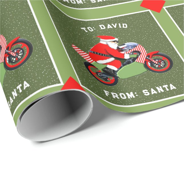 Motocross Racing Holiday Gift Wrapping Paper (Roll Corner)