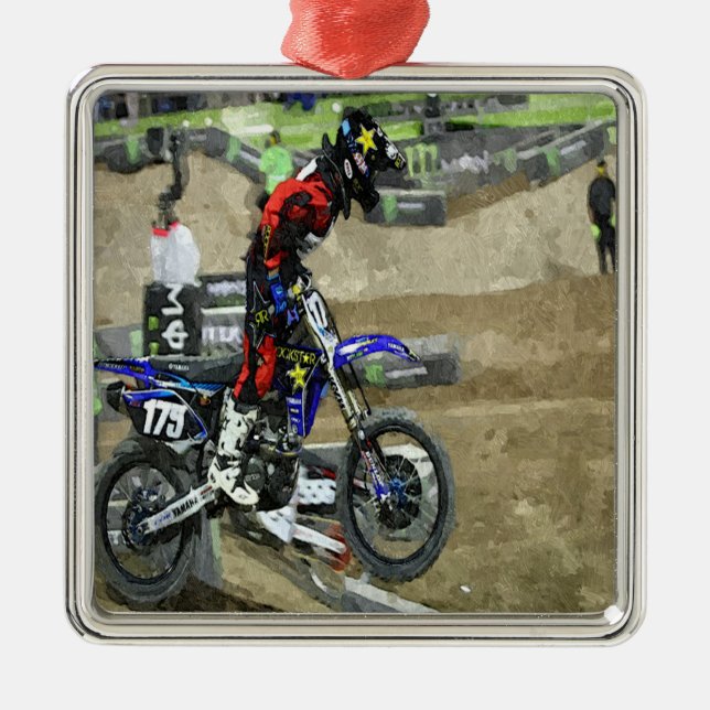 Motocross Racing Metal Tree Decoration (Front)