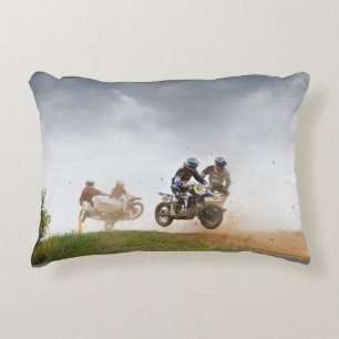 Motocross racing pillow with child's name on back.