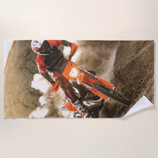 Motocross Rider Beach Towel (Front)