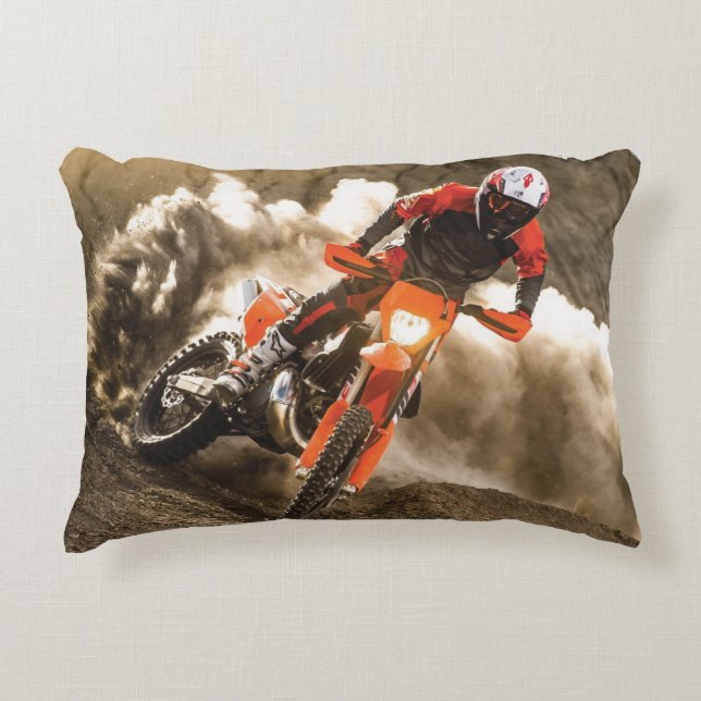 Motocross Rider Decorative Cushion (Front)