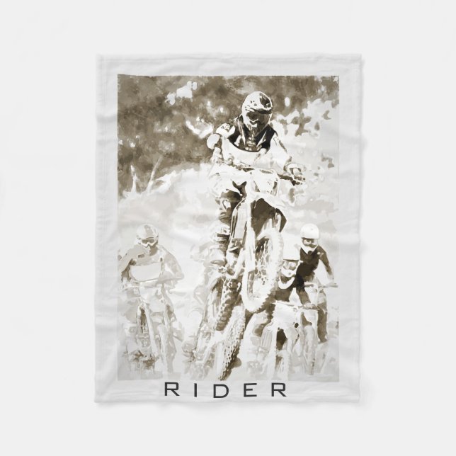 Motocross rider fleece blanket (Front)