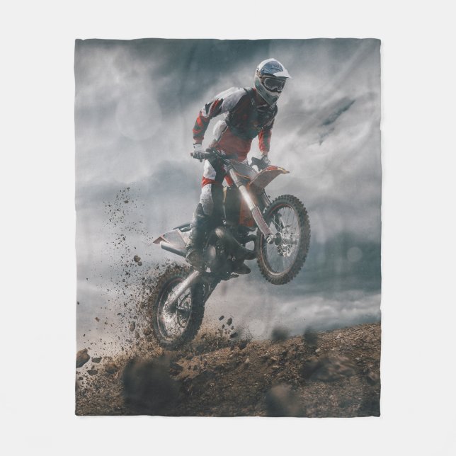 Motocross rider fleece blanket (Front)