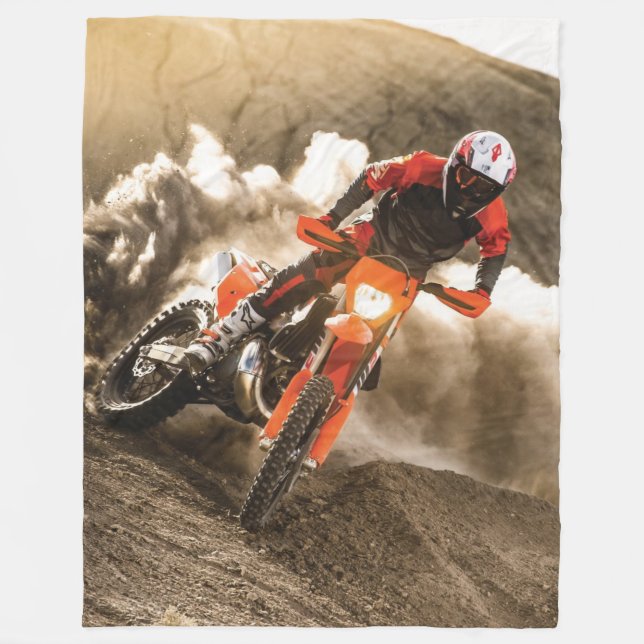Motocross Rider Fleece Blanket (Front)