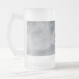 Motocross rider frosted glass beer mug