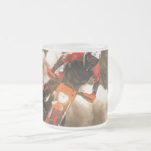 Motocross Rider Frosted Glass Coffee Mug
