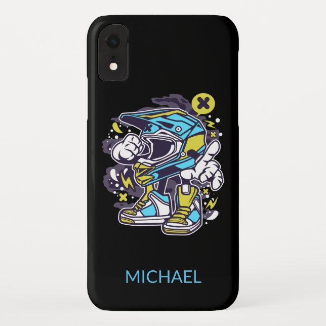 Motocross Rider Helmet Personalised Name | Sport Case-Mate iPhone Case (Back)