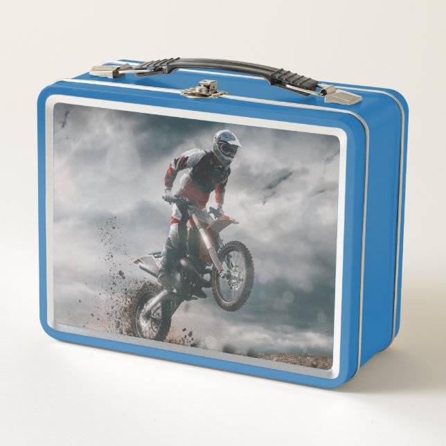 Motocross Rider Metal Lunch Box (Front)