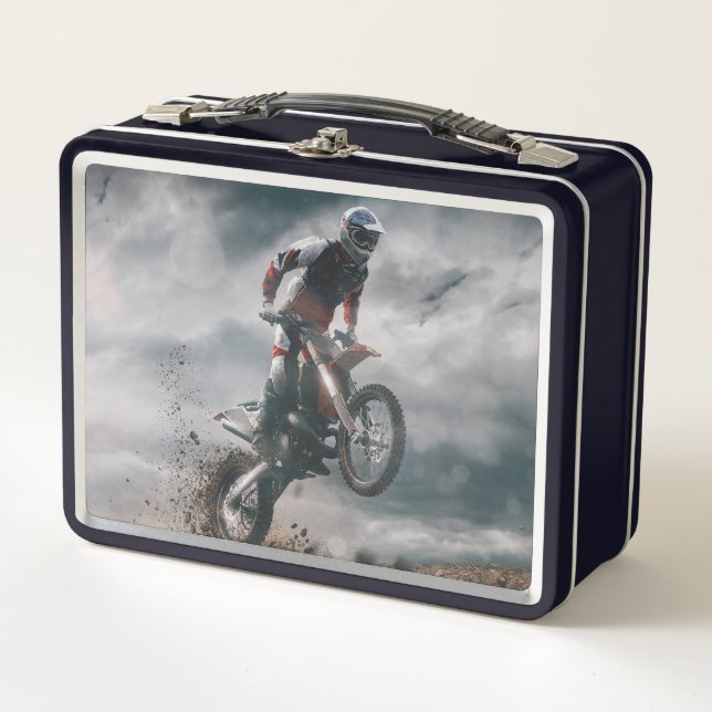Motocross Rider Metal Lunch Box (Front)