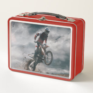 Motocross Rider Metal Lunch Box