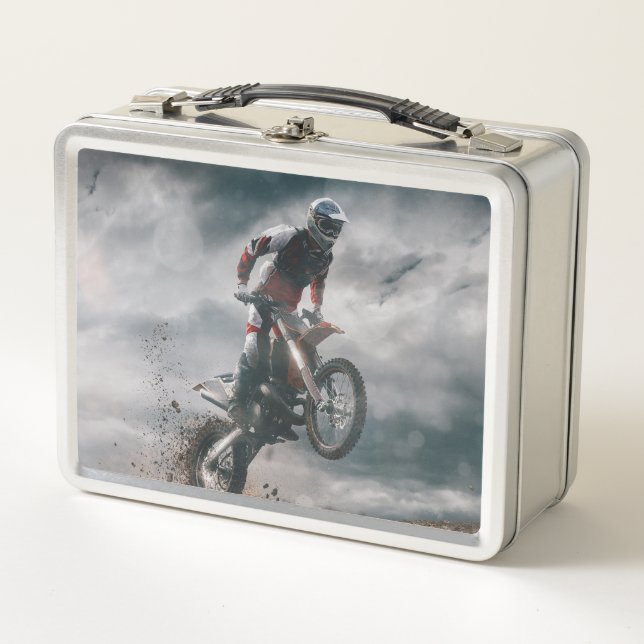 Motocross Rider Metal Lunch Box (Front)