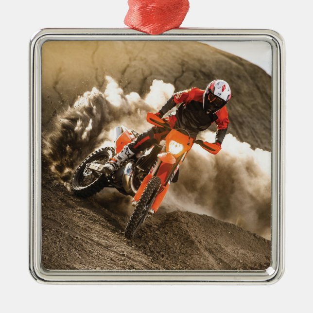 Motocross Rider Metal Tree Decoration (Front)