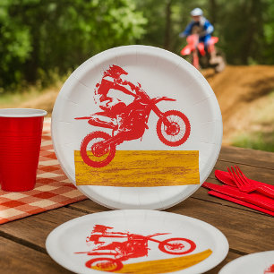 Motocross Rider Paper Plate