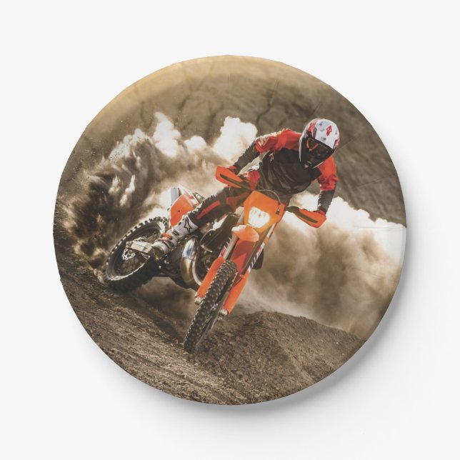 Motocross Rider Paper Plate (Front)