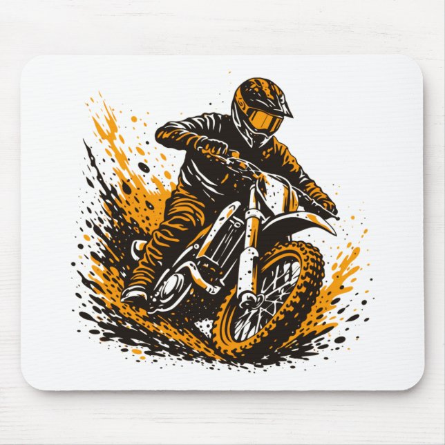 Motocross Rider Power Sliding Through Mud  Mouse Mat (Front)