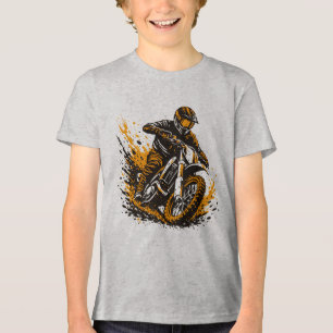 Motocross Rider Power Sliding Through Mud Tri-Blend Shirt