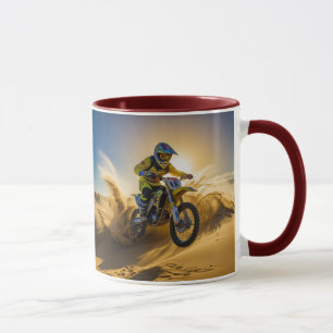 Motocross Rider Riding in the Dunes Mug