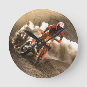 Motocross Rider Round Clock