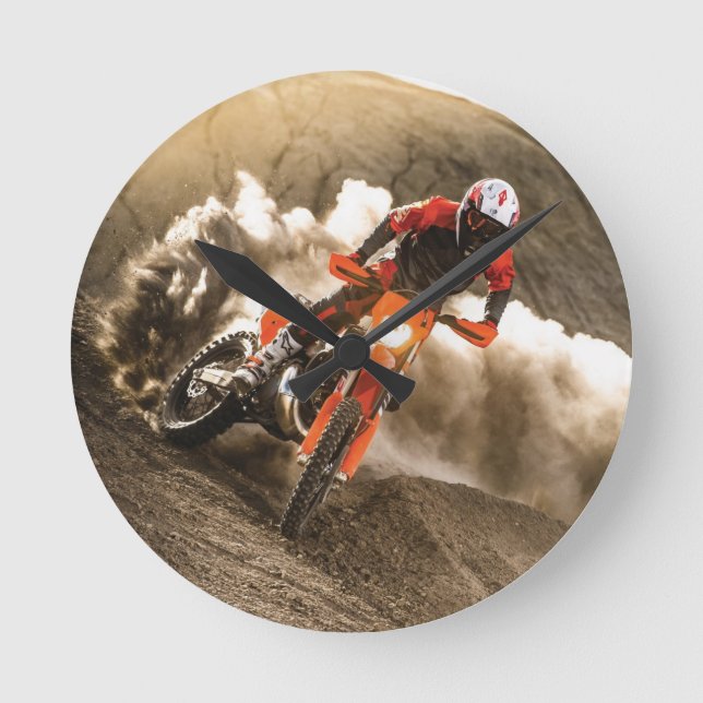 Motocross Rider Round Clock (Front)