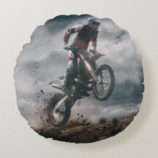 motocross rider round cushion (Front)