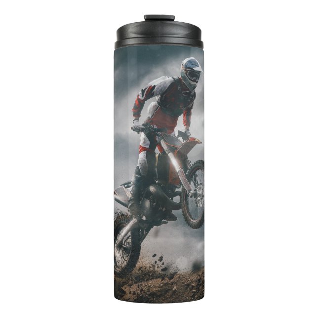 Motocross rider thermal tumbler (Front)