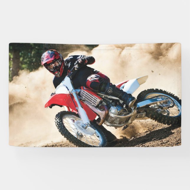 Motocross rider throw pillow banner (Horizontal)