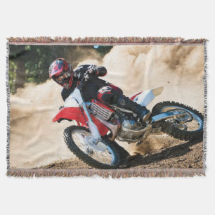 Motocross rider throw pillow blanket