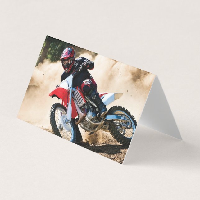 Motocross rider throw pillow business card (Front)