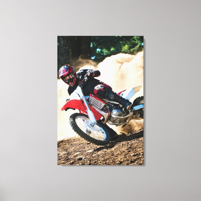 Motocross rider throw pillow canvas print (Front)