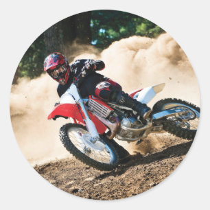 Motocross rider throw pillow classic round sticker