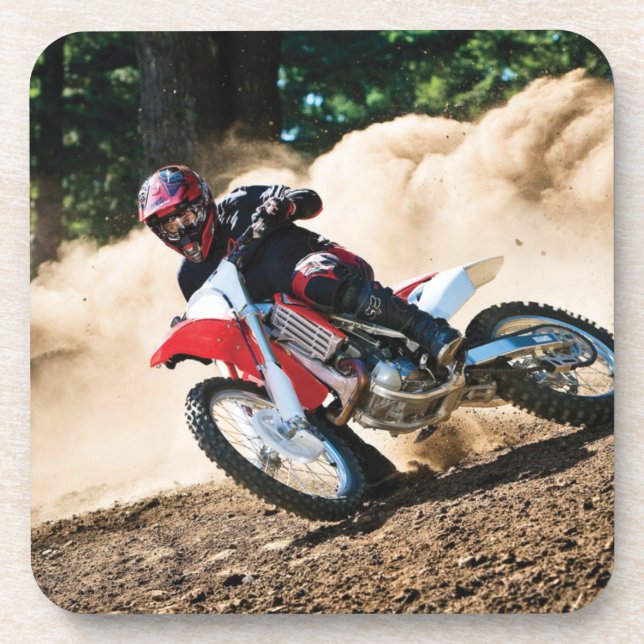 Motocross rider throw pillow coaster (Front)